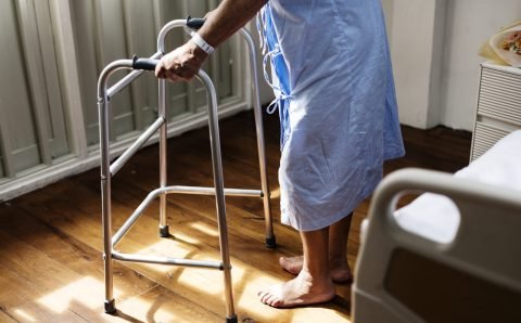 A sick elderly staying at a hospital