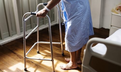 A sick elderly staying at a hospital